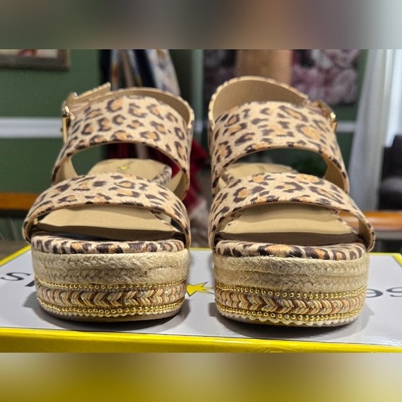 Seven Dials Leopard Print Espadrille Wedges #756 - Picture 7 of 11